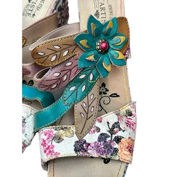 Spring Step L'Artiste Multicolor Floral Izetru Slide Sandal Shoes Size 8.5 - Picture 5 of 11